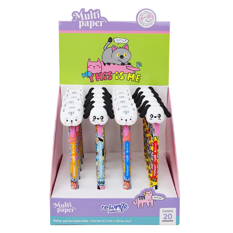  BOLIGRAFO RETRACTIL BORRABLE MULTIPAPER DINOS 360 DISPLAY X36 TINTA AZUL