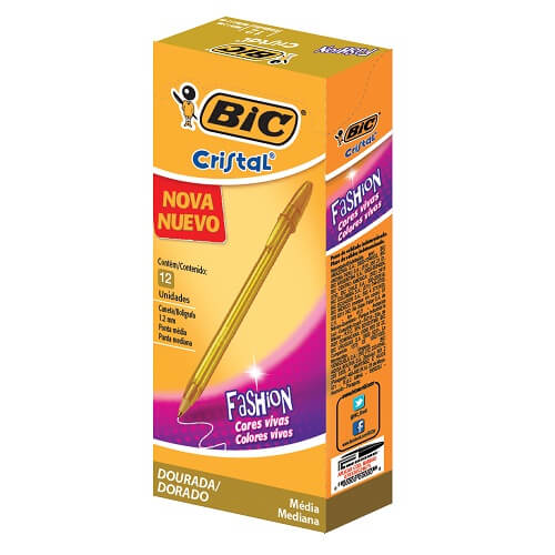  BOLIGRAFO BIC CRISTAL FASHION 1.2MM  DORADO X12
