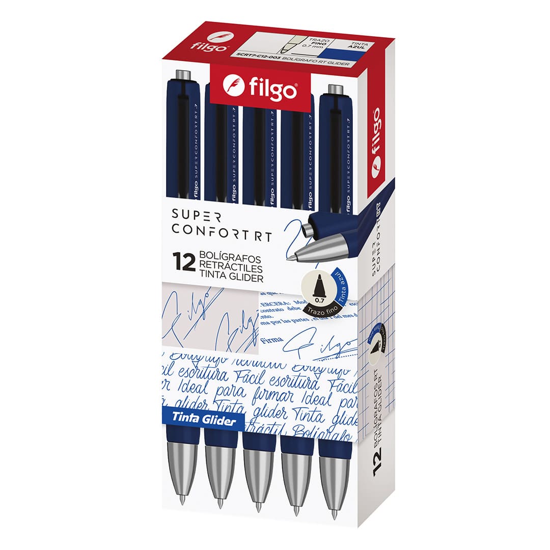  BOLIGRAFO RETRACTIL FILGO GLIDER CONFORT  0.7 AZUL X12