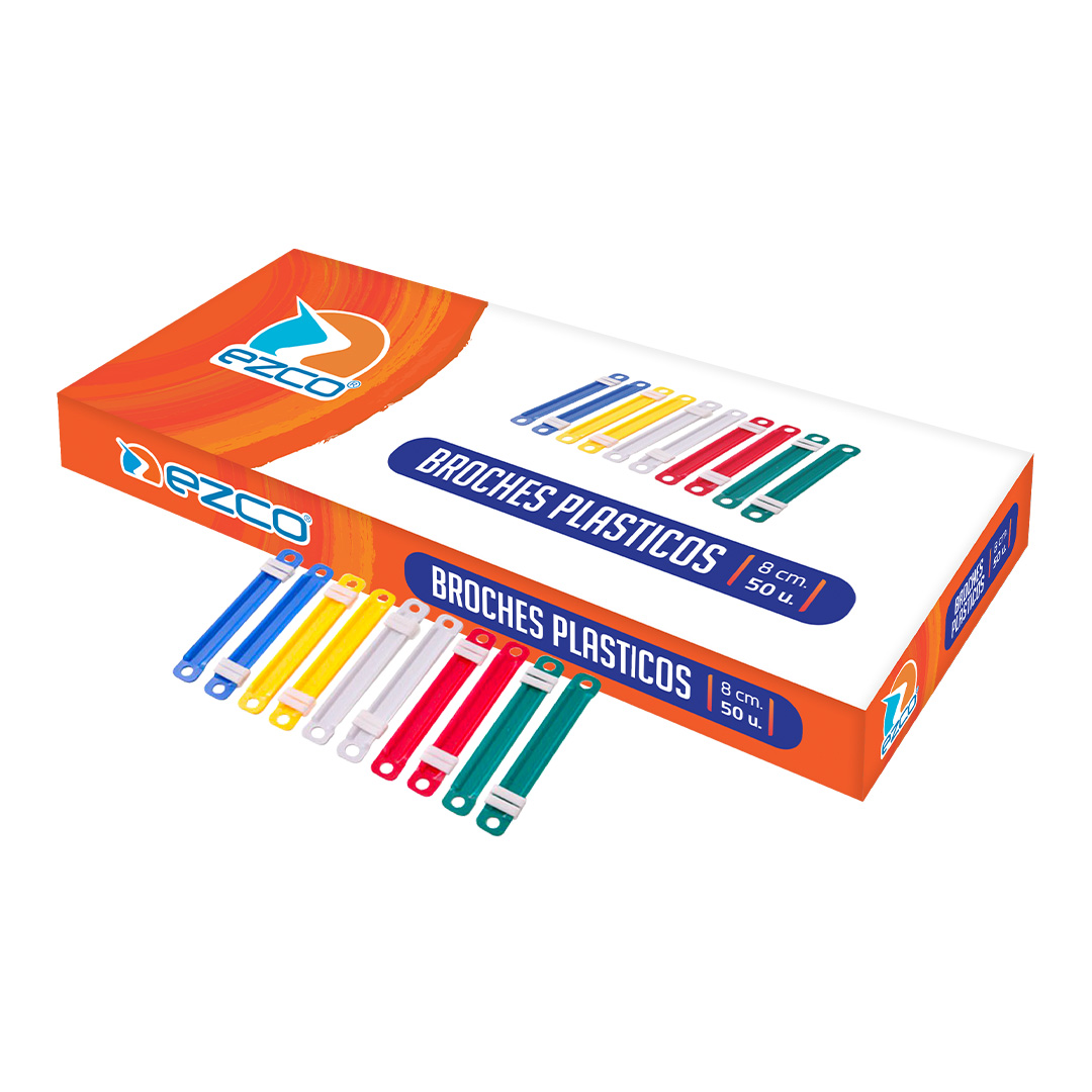  BROCHE VELOX PLASTICO EZCO X 50 COLORES SURTIDOS