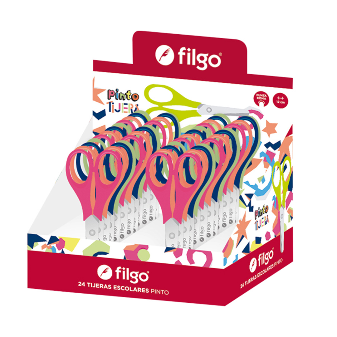  TIJERA FILGO 12CM PINTO DISPLAY X24  SURTIDO