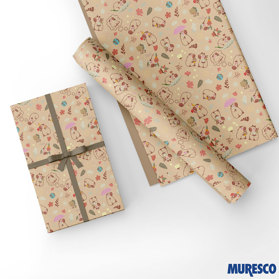  PAPEL REGALO KRAFT PREMIUM MURESCO X10H ECO CAPIBARA