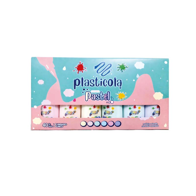  ADHESIVO COLOR PLASTICOLA 38 GRAMOS  PASTEL SURTIDO X6