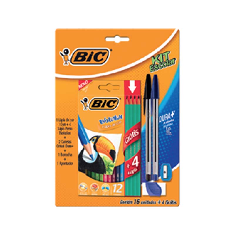  KIT BIC ESCOLAR X20 (LAP COLOR 12, 4  GRAF, 2 BOL, GOMA, SACAPUNTAS)