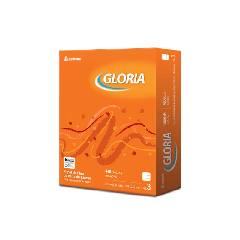  REPUESTO GLORIA N3 480 HOJAS RAYADO