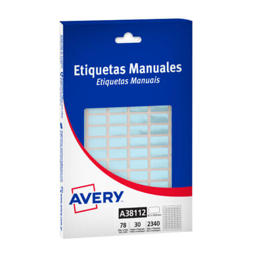  ETIQUETA AVERY MANUAL AZUL METALIZADA38112 8X15 MM X30 HOJAS