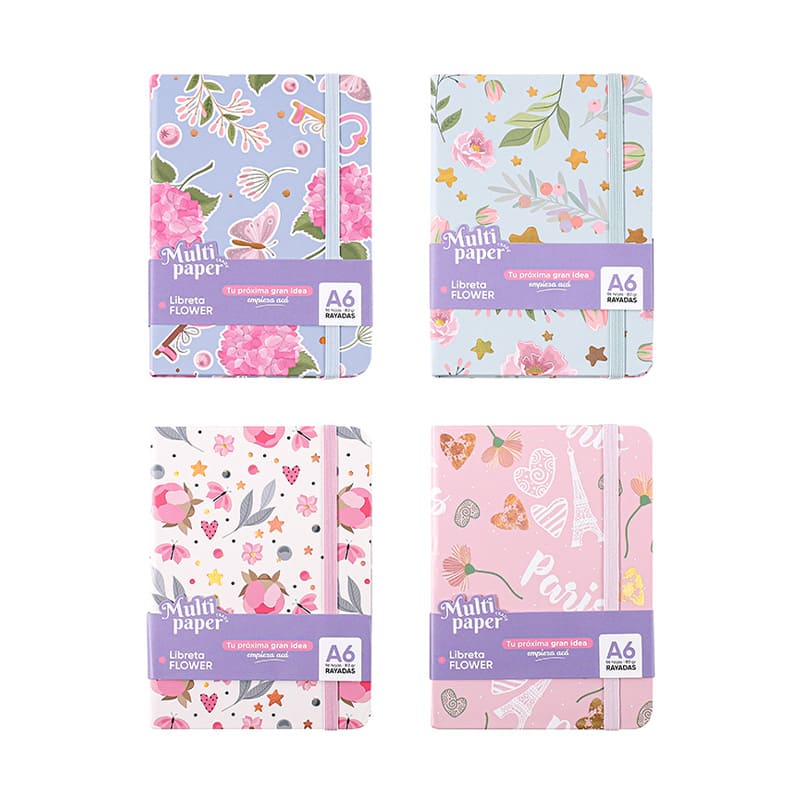  LIBRETA A6 MULTIPAPER FLOWERS 80GR 96HOJAS RAYADO DISPLAY X12