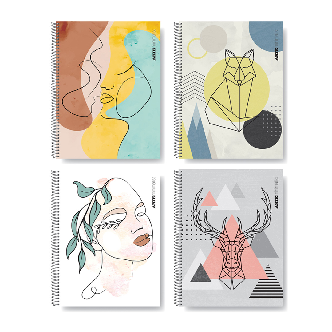  CUADERNO ARTE 16X21 MINIMALISTA TAPA  SEMIRIGIDA 80 HOJAS RAYADO