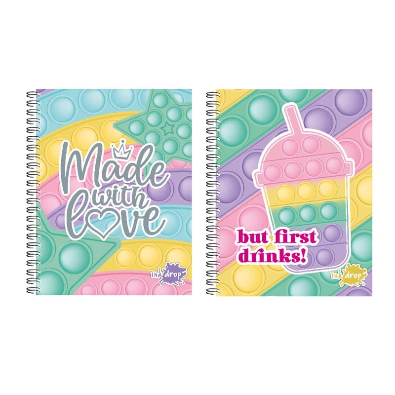  CUADERNO INKDROP A5 16X21 TAPA DURA  ESPIRAL 100H POP IT PASTEL II