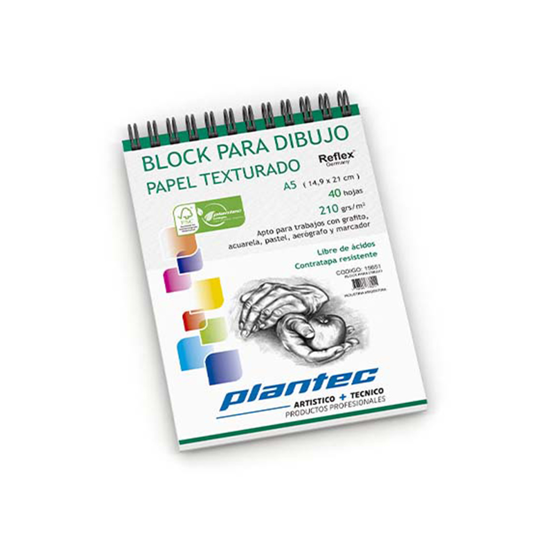  BLOCK DIBUJO PLANTEC ESPIRALADO TEXT  210GR A5 40HOJAS