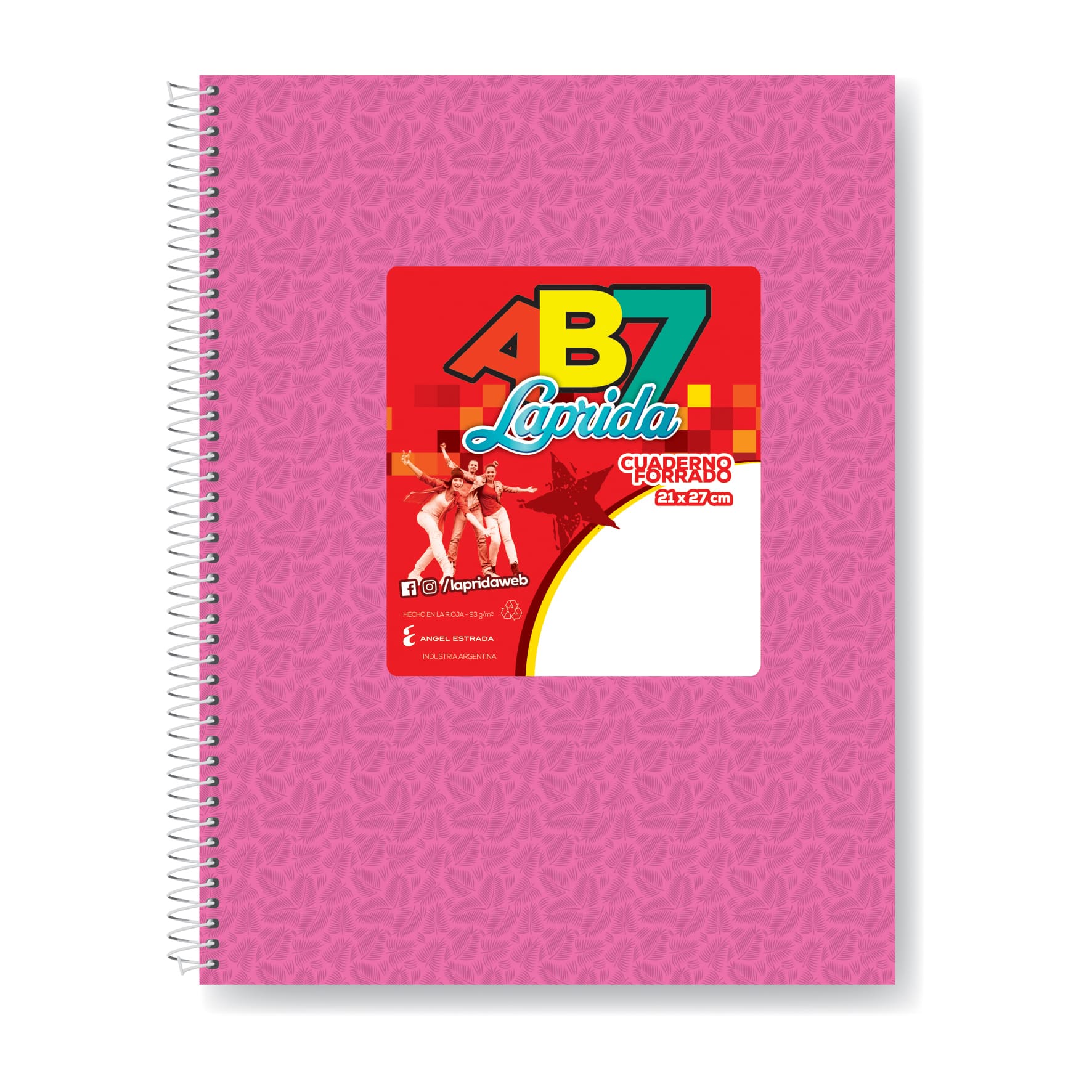  CUADERNO LAPRIDA 21X27 AB7 ROSA 60 HOJAS  RAYADO
