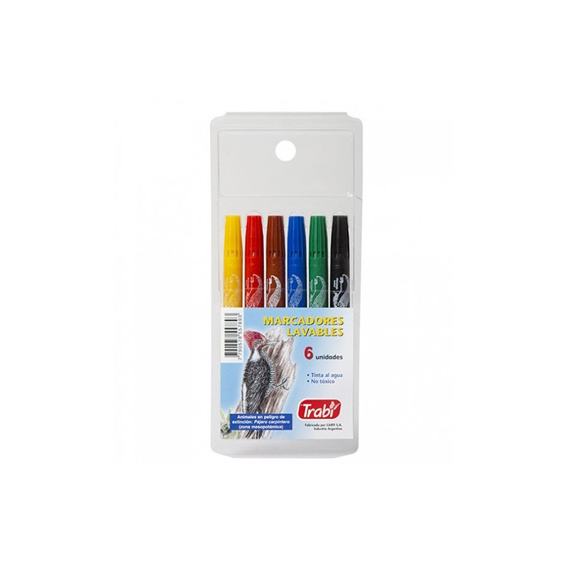  MARCADOR ESCOLAR TRABI PINTURON LAVABLE X6 SURTIDO