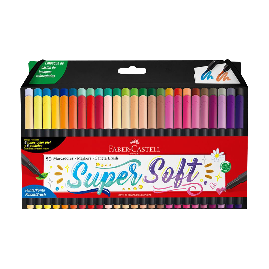  MARCADOR PUNTA PINCEL FABER SUPER SOFT;
X50