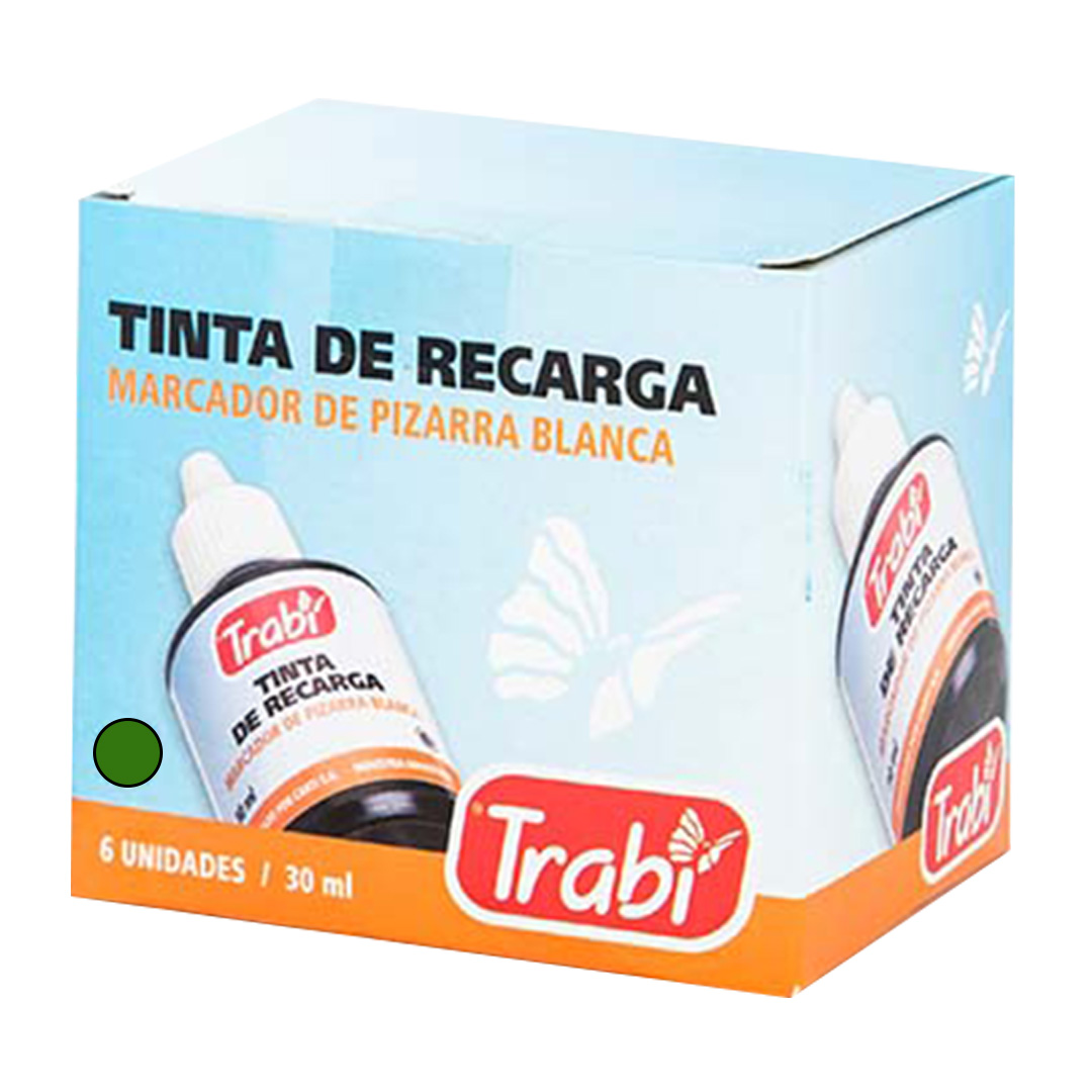  TINTA PARA MARCADOR PIZARRA TRABI 30CM;
CAJA X6 VERDE