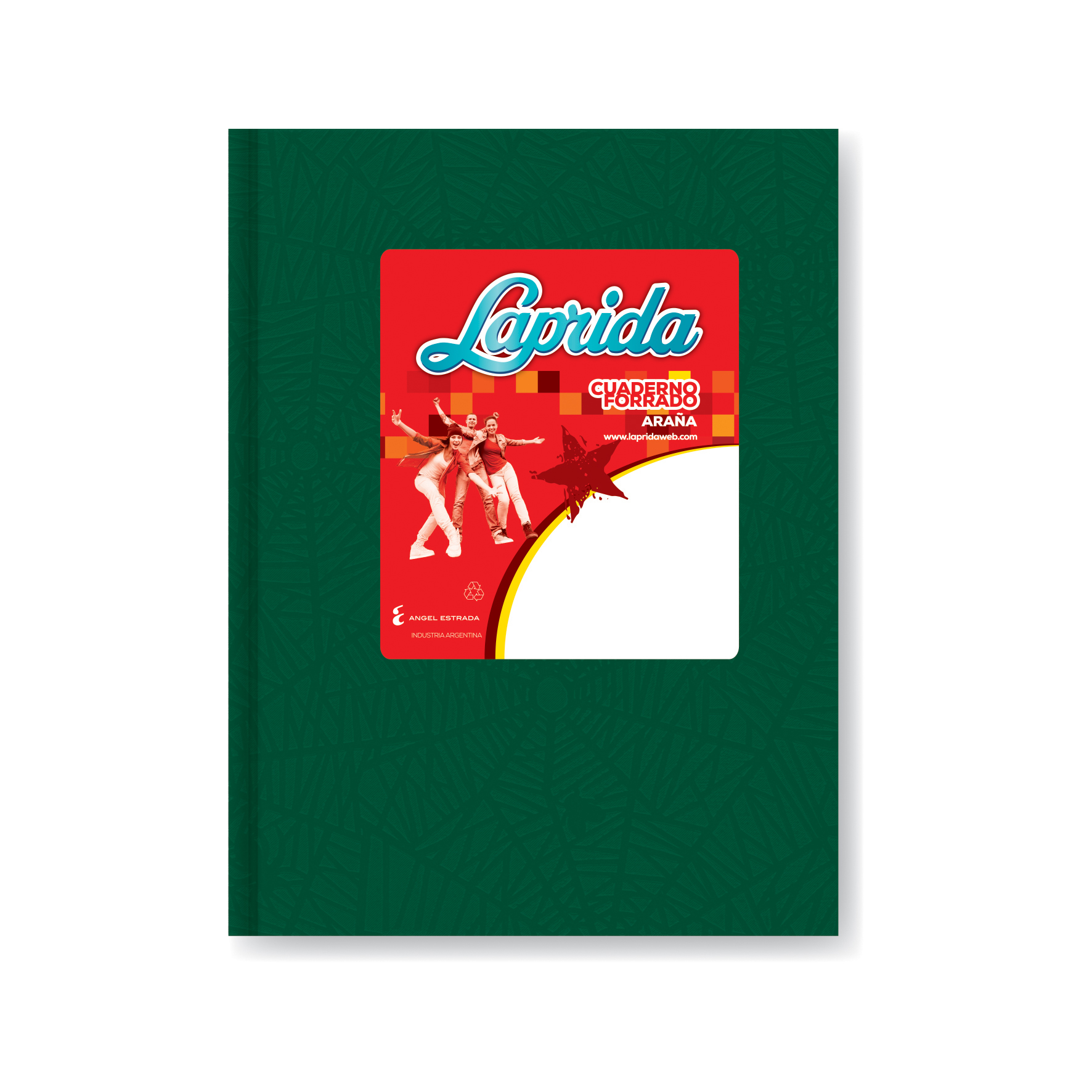  CUADERNO LAPRIDA 16X21 TAPA CARTON ARAÑA  VERDE 50 HOJAS CUADRICULADO