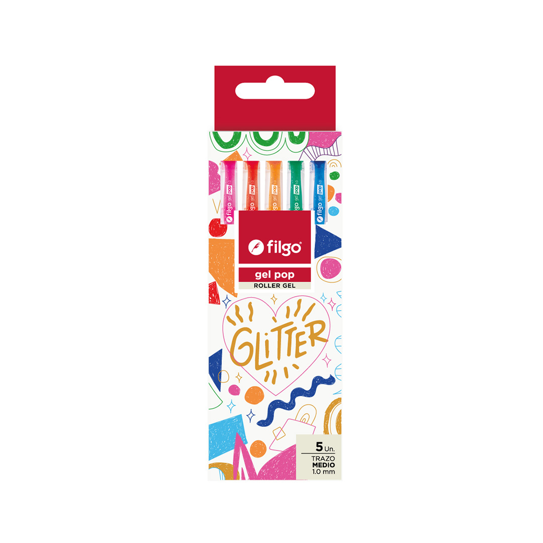  ROLLER GEL FILGO POP BLISTER X5 GLITTER SURTIDO