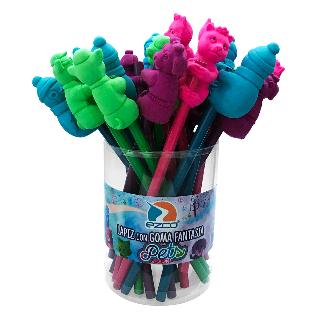  LAPIZ GRAFITO EZCO CON GOMA PETS X 24