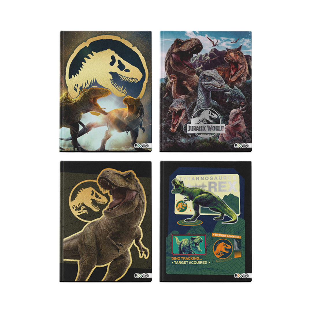  CUADERNO MOOVING 16X21 TAPA DURA COSIDO;
48H JURASSIC WORLD