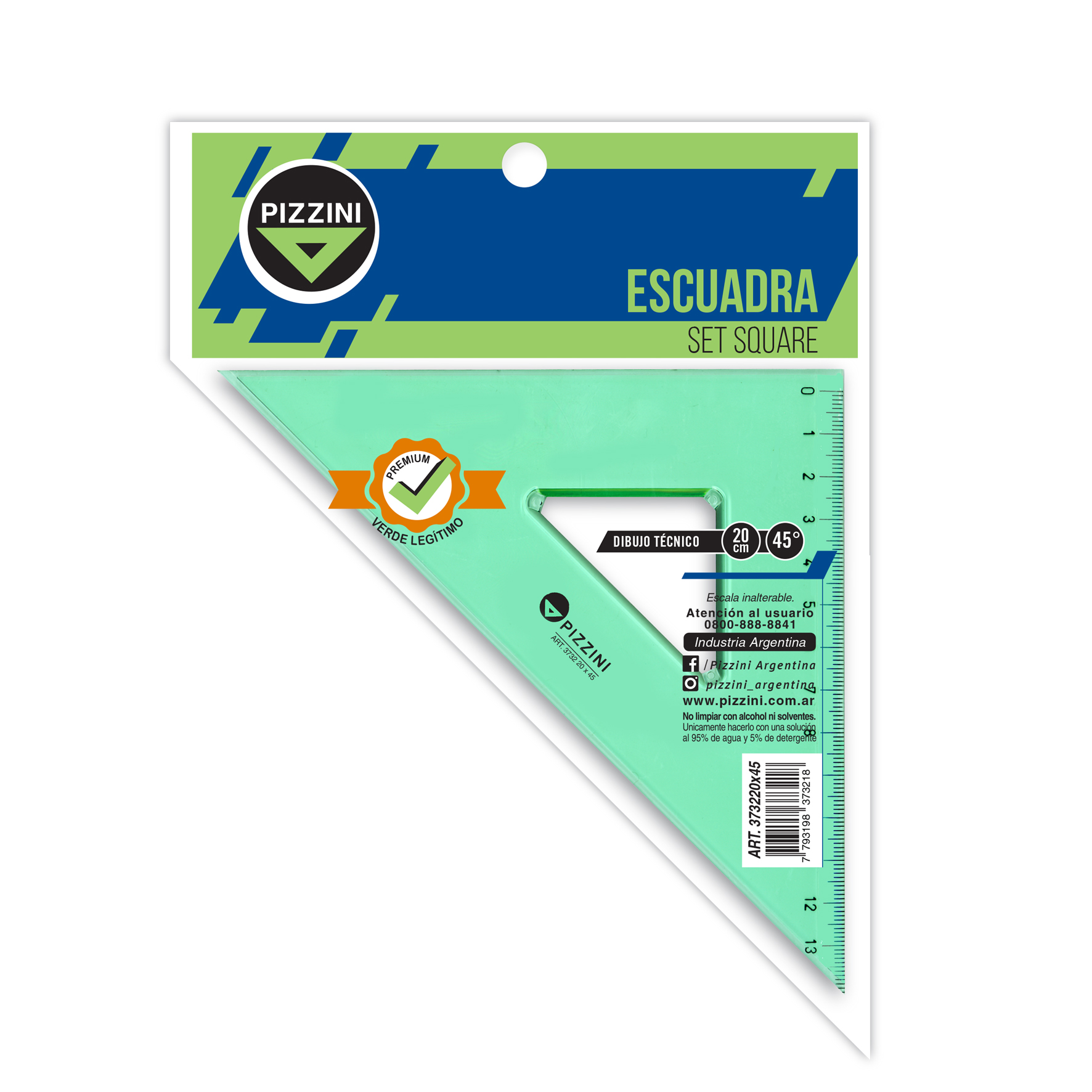  ESCUADRA PIZZINI ESTUDIO 45 20CM
