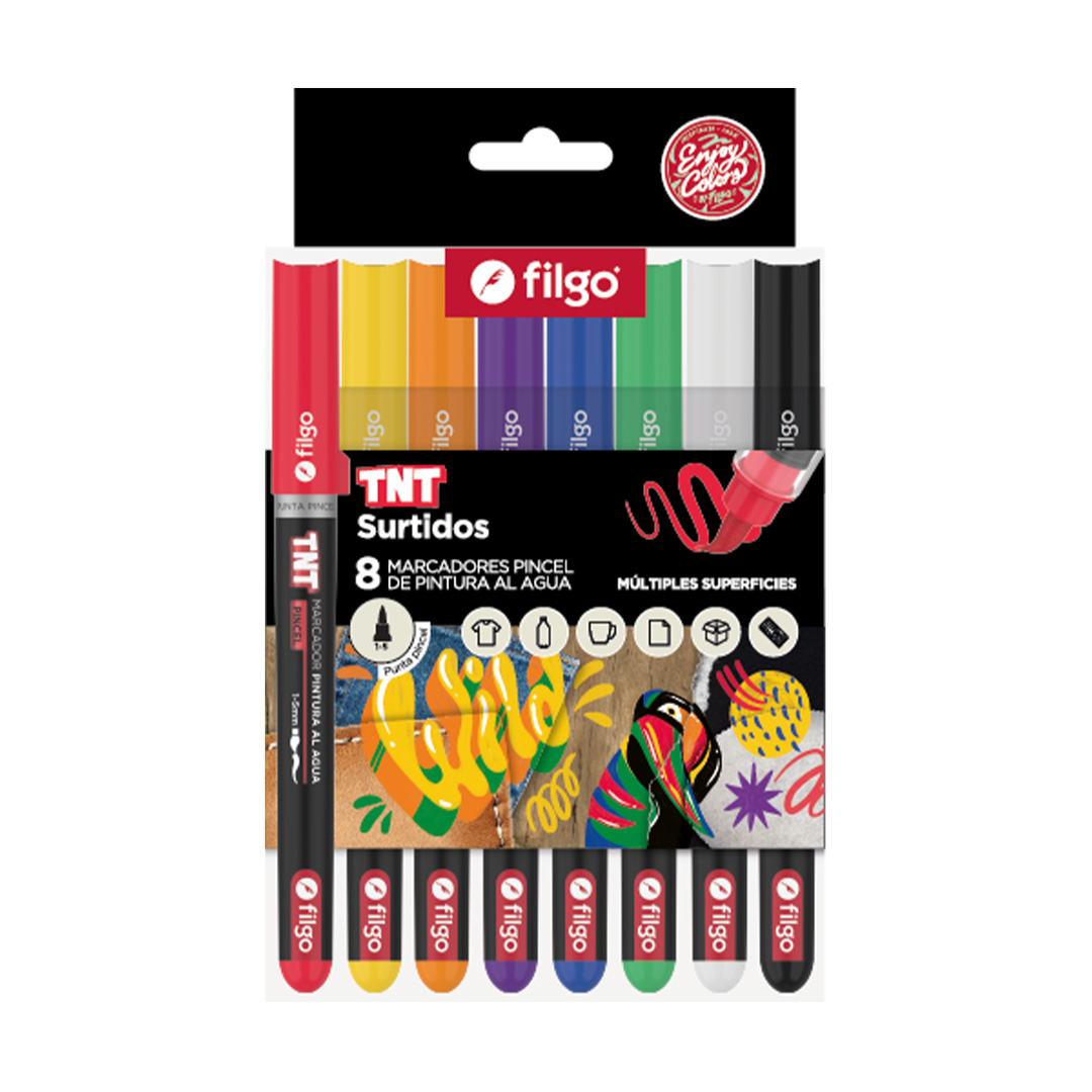  MARCADOR PUNTA PINCEL FILGO TNT BLISTER X8 SURTIDO