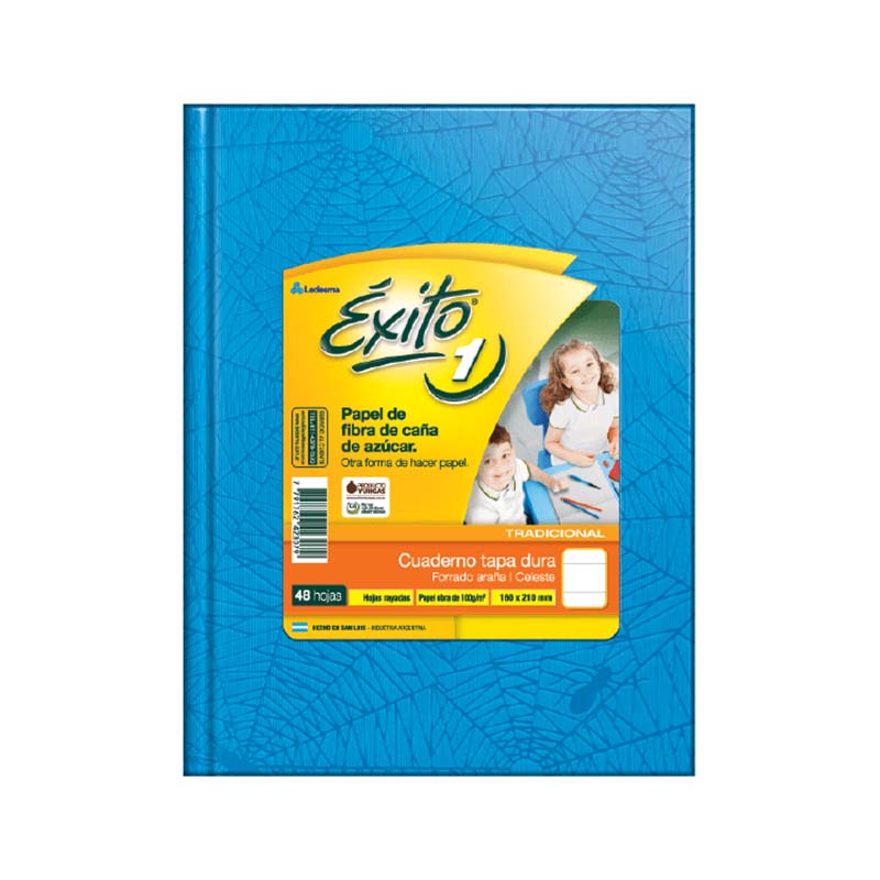  CUADERNO EXITO 16X21 TAPA CARTON FORRADO  CELESTE 48 HOJAS RAYADO
