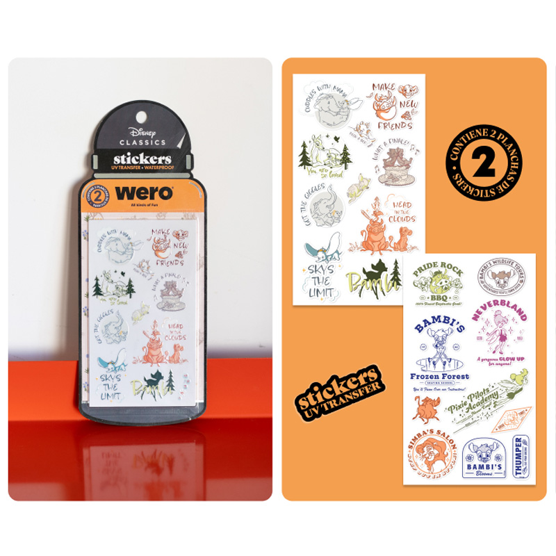  STICKERS BOTELLA WERO DISNEY 2 PLANCHAS UV TRANSFER