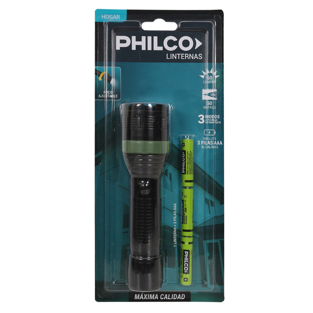  LINTERNA PHILCO HOGAR + 3 PILAS AAA 60;
LUMENES
