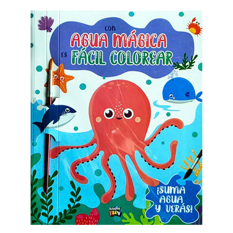  LIBRO PLOW CON AGUA MAGICA ES FACIL  COLOREAR LOS ANIMALES DEL MAR