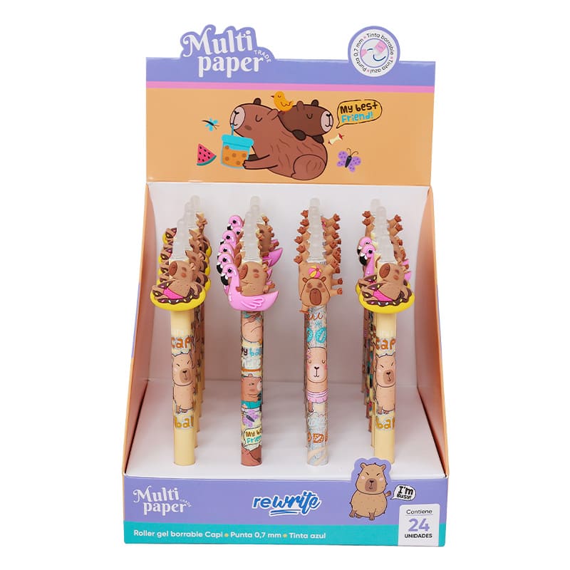  BOLIGRAFO RETRACTIL BORRABLE MULTIPAPER CAPI DISPLAY X24 TINTA AZUL