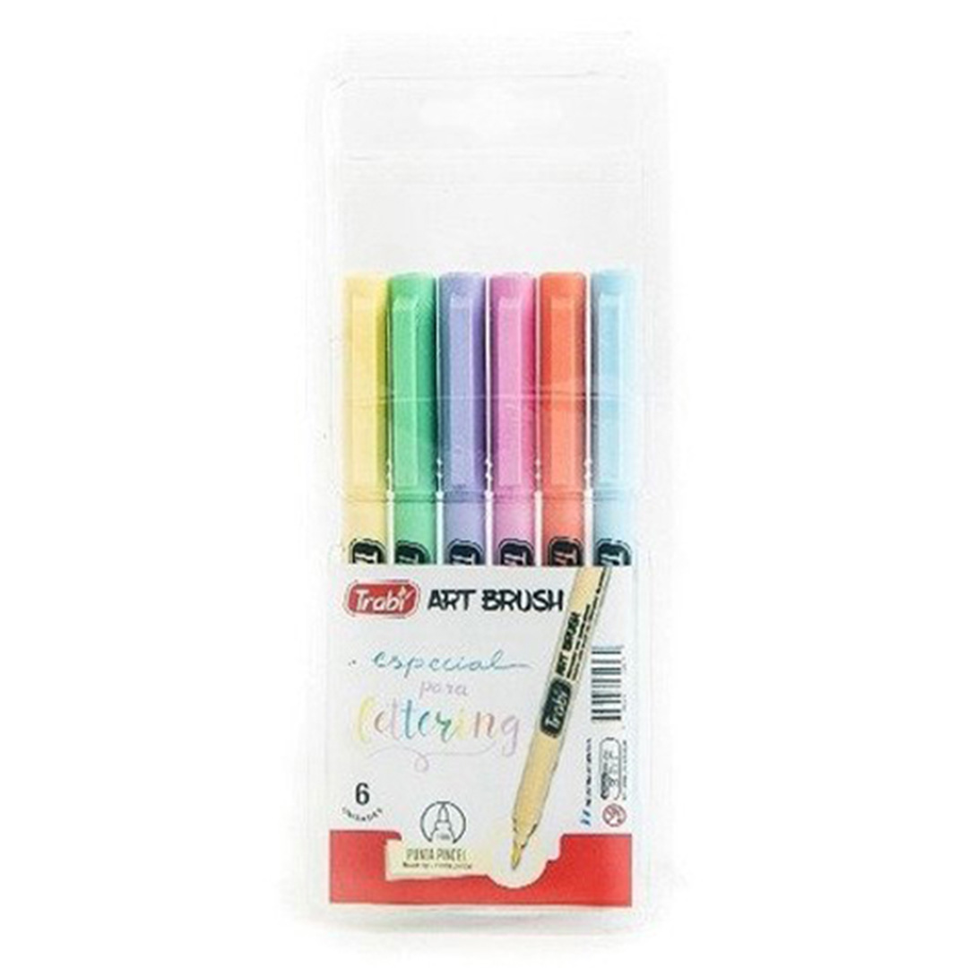  MARCADOR PUNTA PINCEL TRABI X6 PASTELSURTIDOS
