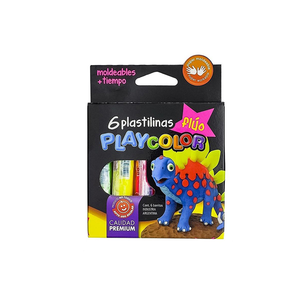  PLASTILINA PLAYCOLOR FLUO ESTUCHE X6  SURTIDO