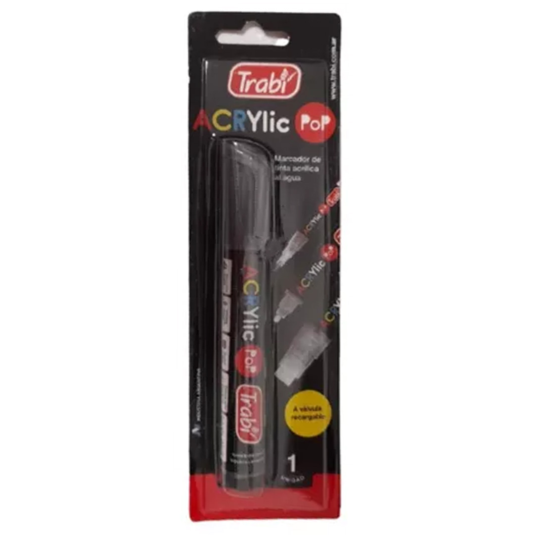  MARCADOR ACRILICO ACRY LIC POP TRABI 2-;
4MM BLISTER X1 NEGRO