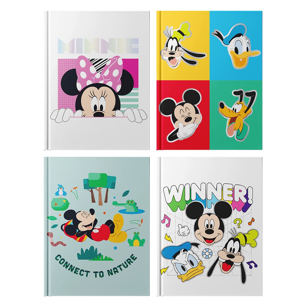  CUADERNO EZCO 19X25 TAPA DURA COSIDO;
64H RAYADO SURTIDO MICKEY FRIENDS