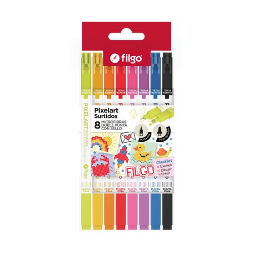  MICROFIBRA FILGO DOBLE PUNTA CON SELLO;
PIXELART ESTUCHE X8 SURTIDO