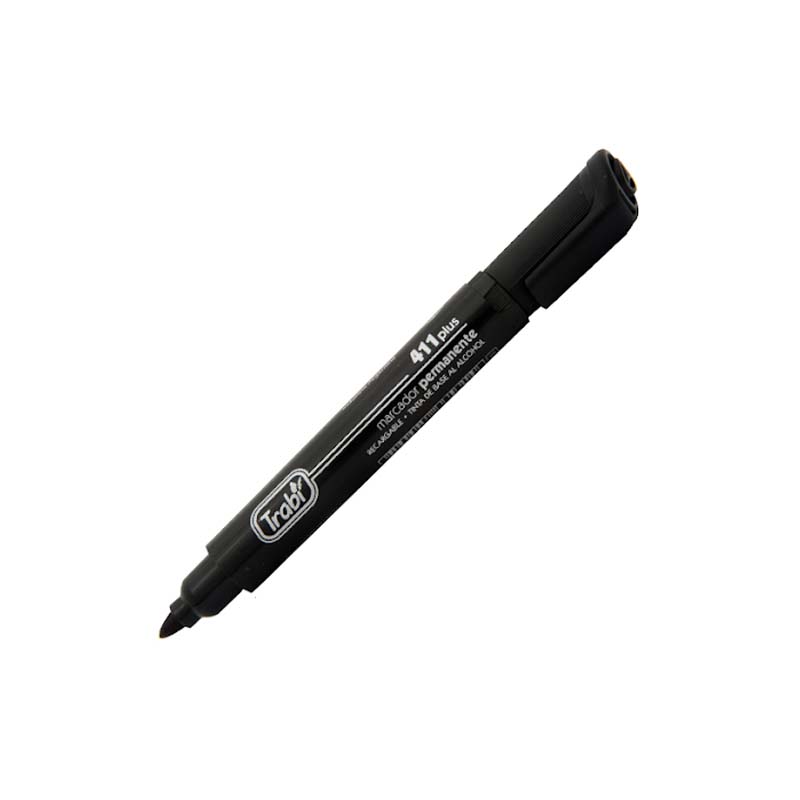  MARCADOR PERMANENTE TRABI 411 PLUS PUNTA  REDONDA X12 NEGRO
