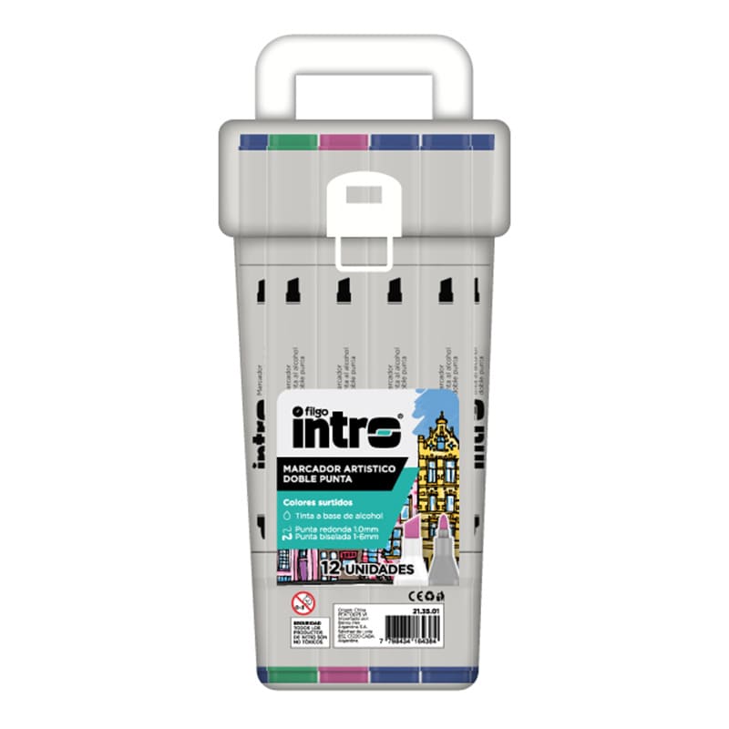  MARCADOR INTRO ARTISTICO DOBLE PUNTA  SURTIDO X12