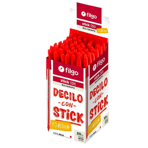  BOLIGRAFO FILGO STICK 026 1MM ROJO X50