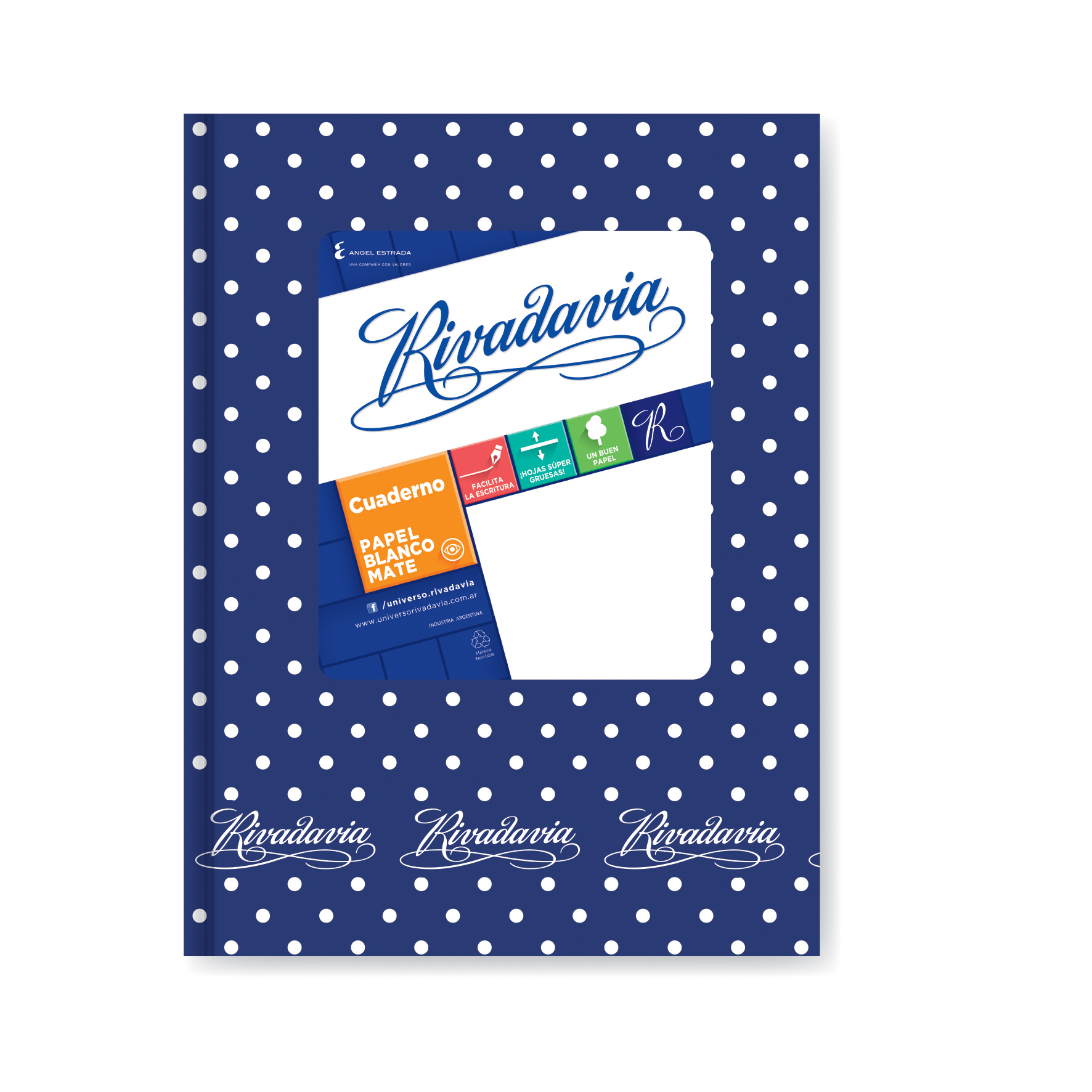  CUADERNO RIVADAVIA 16X21 TAPA CARTON  LUNAR AZUL 50 HOJAS RAYADO