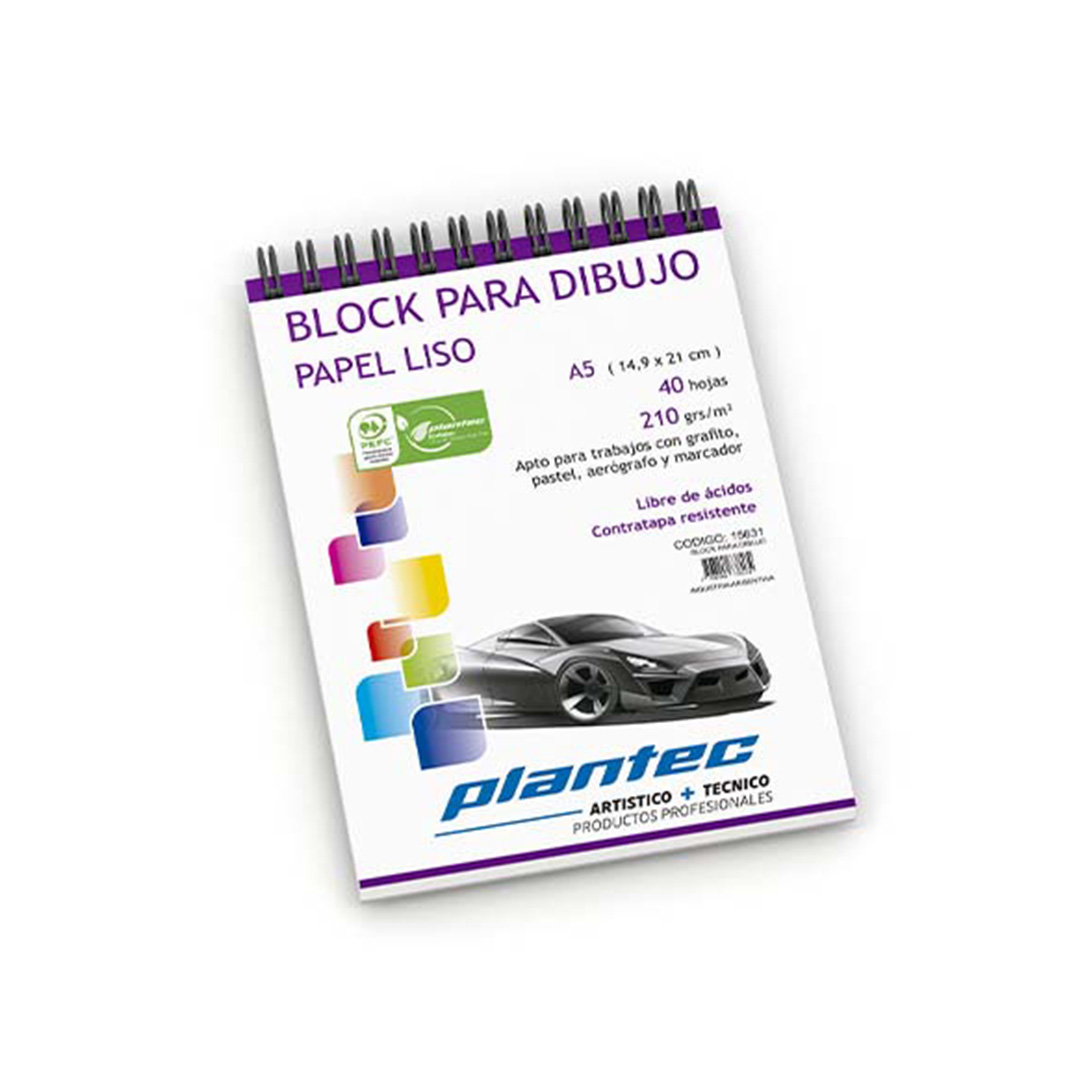  BLOCK DIBUJO PLANTEC ESPIRALADO 210GR A5  X40 HOJAS