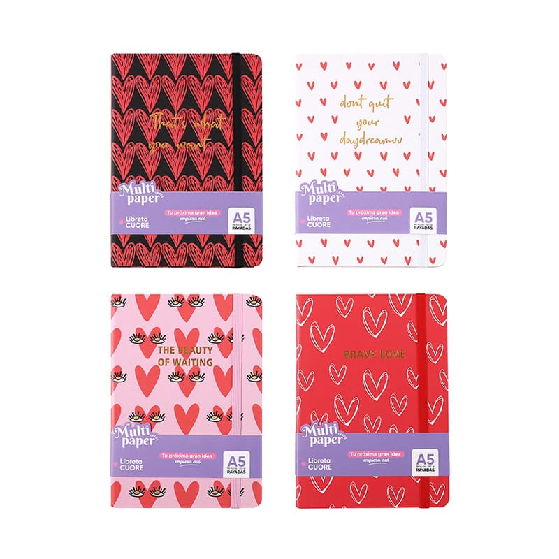  LIBRETA A5 MULTIPAPER CUORE 80GR 96  HOJAS RAYADO PACK X12