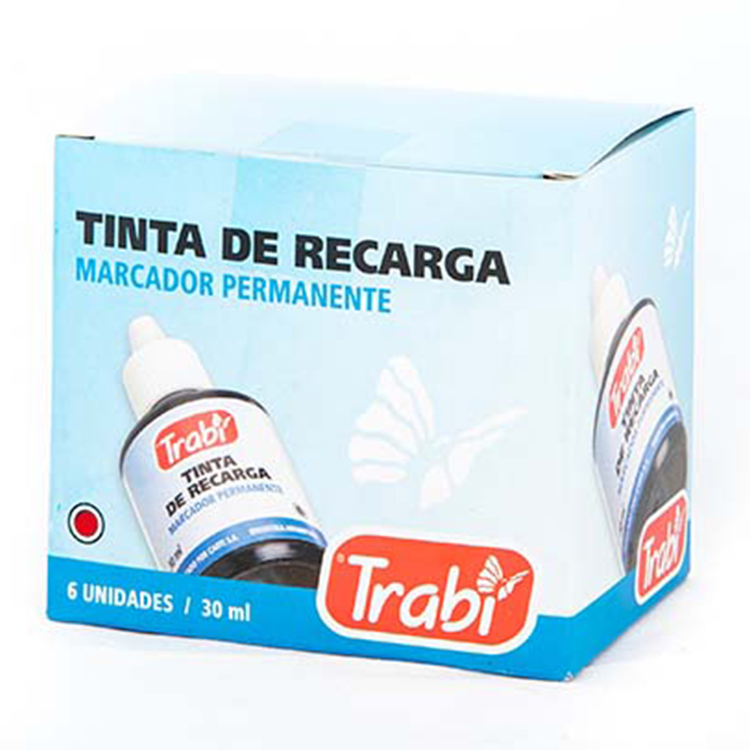  TINTA PARA MARCADOR PERMANENTE TRABI  30CM ROJO X6