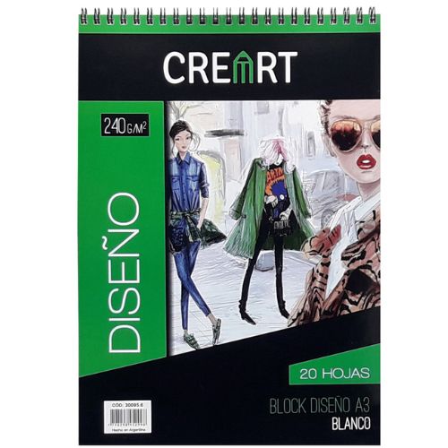  BLOCK DE DIBUJO CREART ESPIRALADO 240GR A3 X20 HOJAS