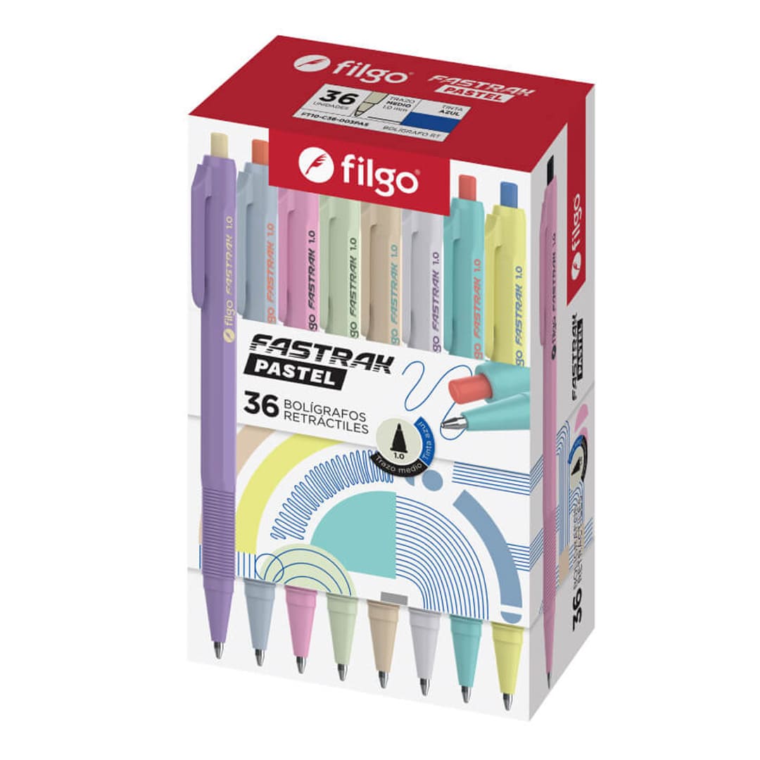  BOLIGRAFO RETRACTIL FILGO FASTRACK  PASTEL NEGRO X36