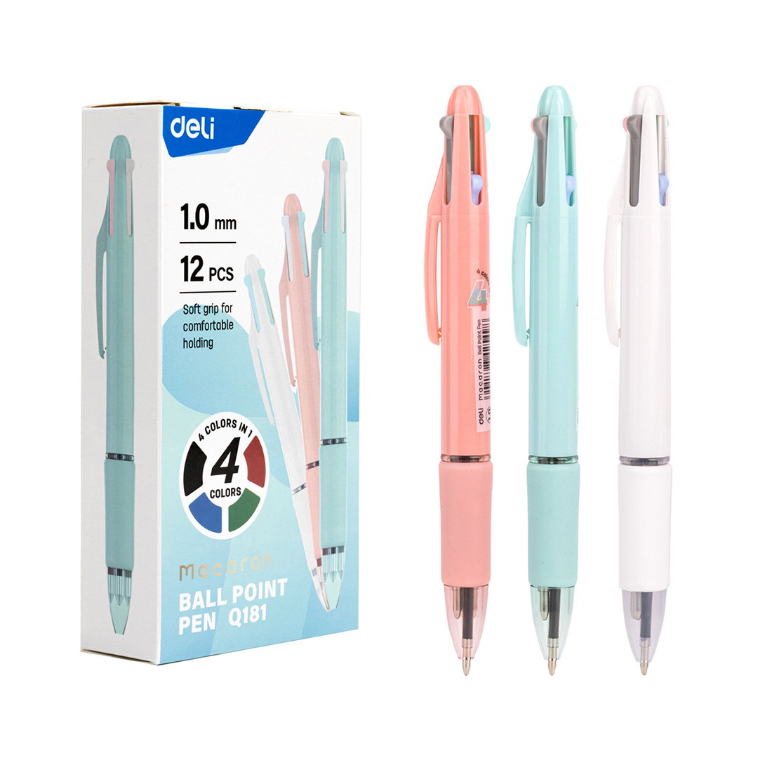  BOLIGRAFO RETRACTIL DELI 1MM 4 COLORES;
MACARON CAJA X12