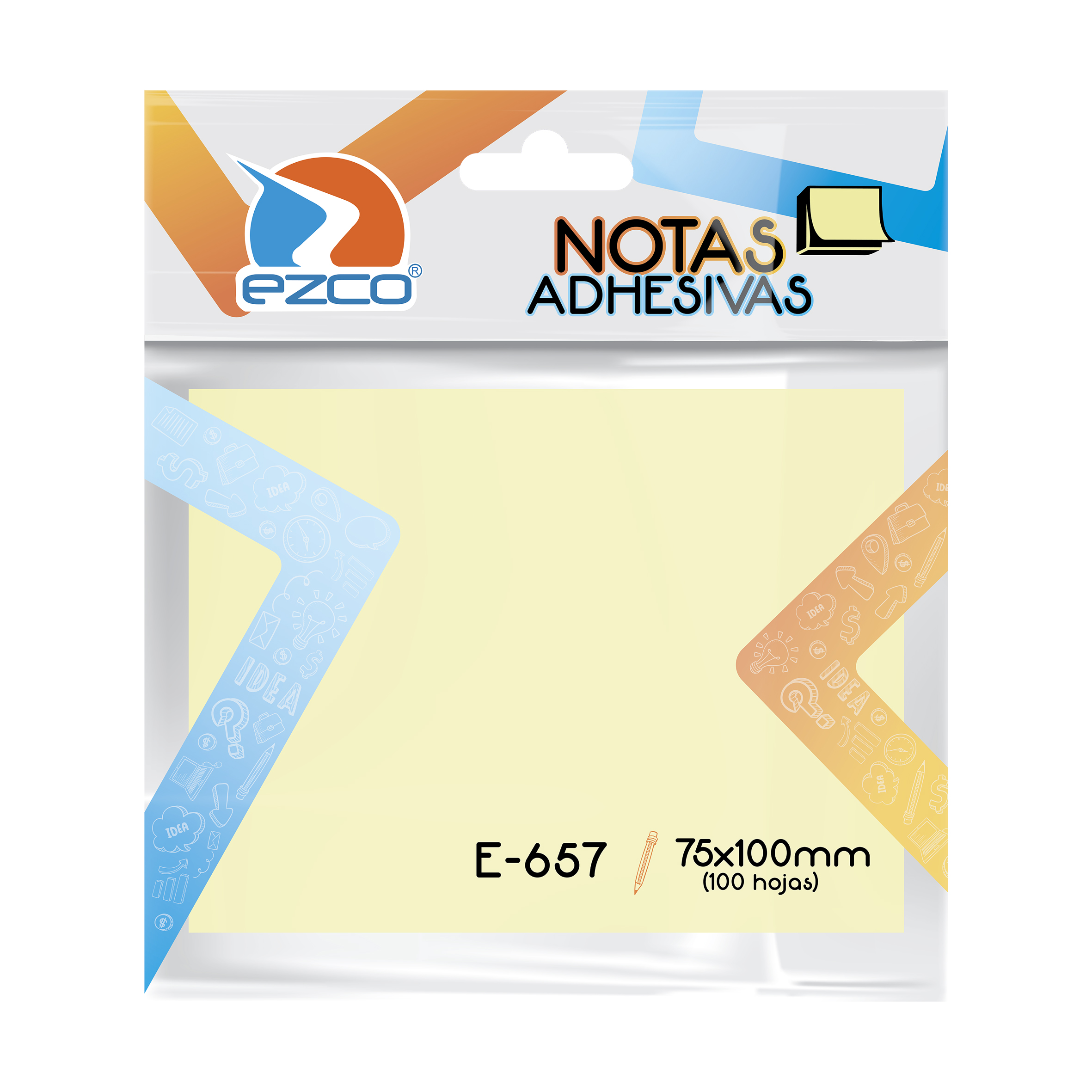  NOTA ADHESIVA EZCO E-657 AMARILLA 75X100  100 HOJAS