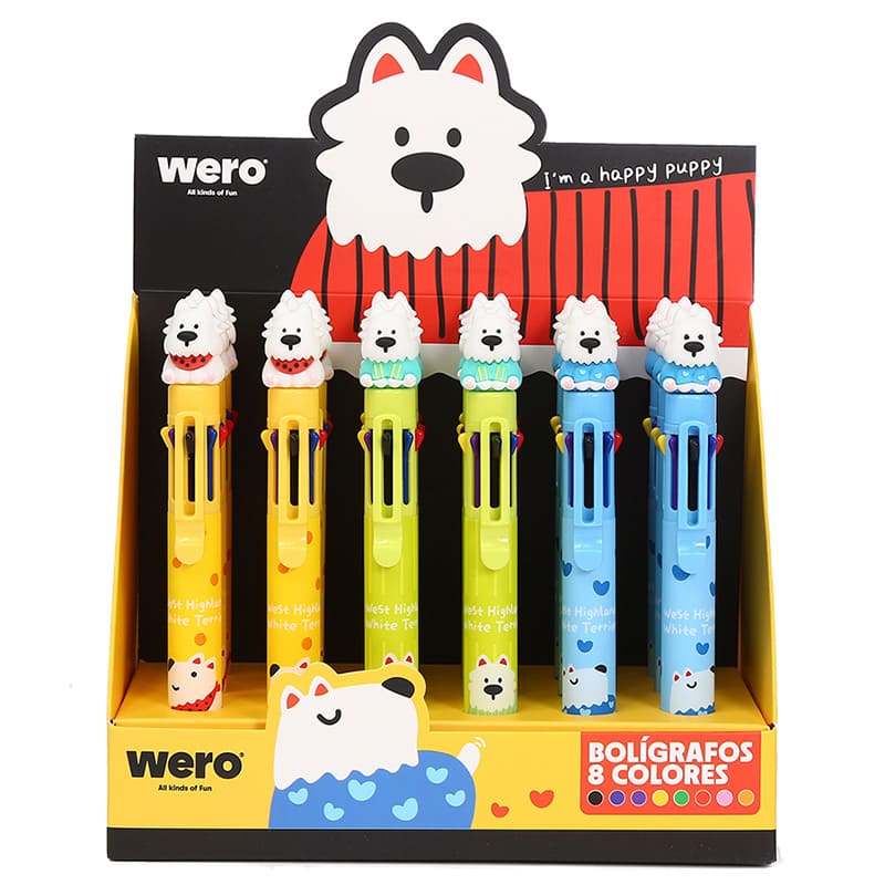  BOLIGRAFO RETRACTIL WERO 8 COLORESDISPLAY X18 TERRIERS