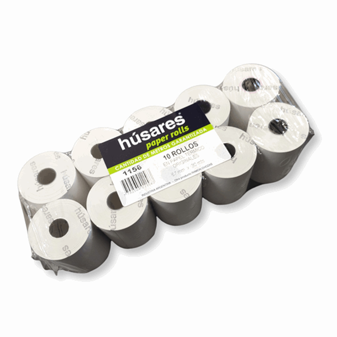  ROLLO HUSARES PAPEL TERMICO 57MM X30 X10