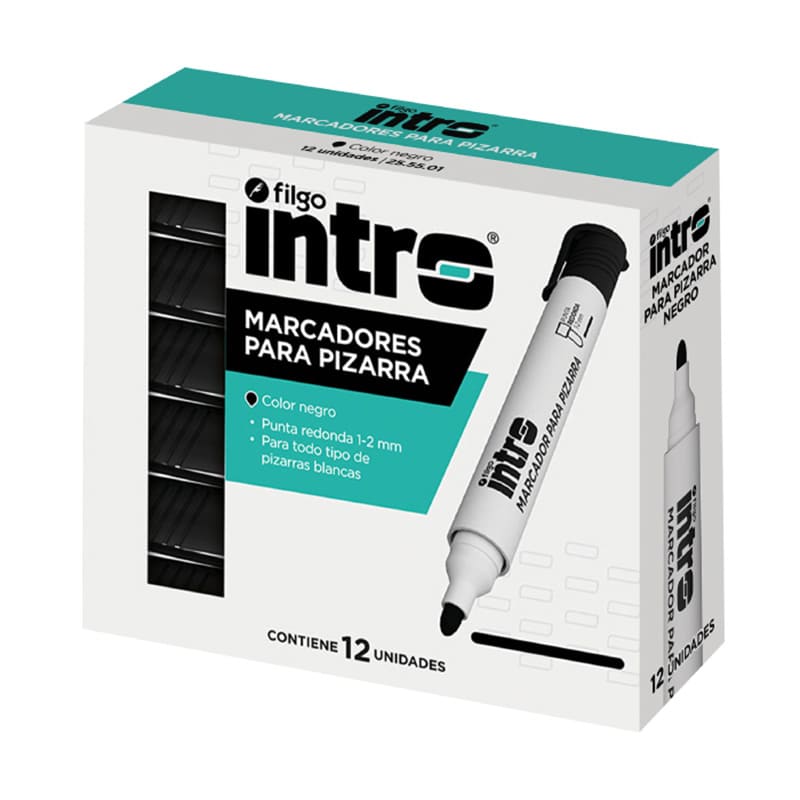  MARCADOR PIZARRA INTRO PUNTA REDONDA  NEGRO X12