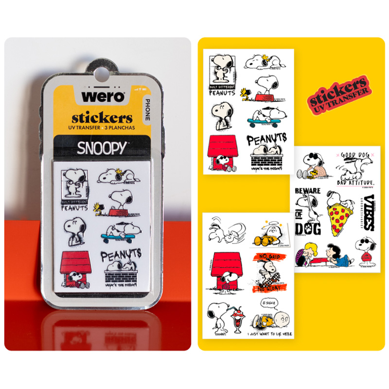  STICKERS TELEFONO WERO SNOOPY 3  PLANCHAS UV TRANSFER