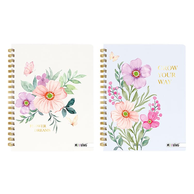 CUADERNO MOOVING 16X21 TAPA DURA ESPIRAL  80H RAYADO GARDEN